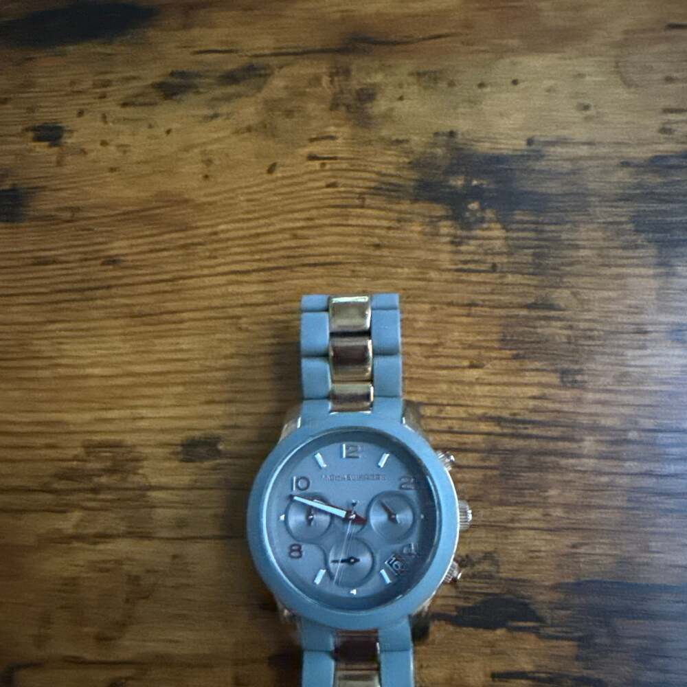 Michael Kors MK5266 Runway Turquoise Silicone Wrapped Gold Tone Chronograph Watc